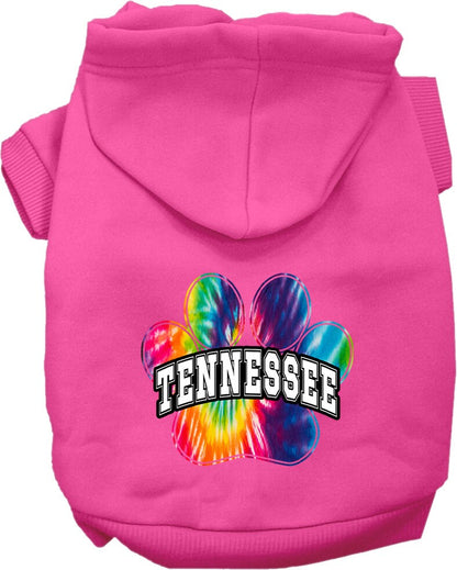 Pet Dog & Cat Screen Printed Hoodie for Small to Medium Pets (Sizes XS-XL), "Tennessee Bright Tie Dye"