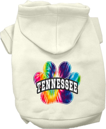 Pet Dog & Cat Screen Printed Hoodie for Medium to Large Pets (Sizes 2XL-6XL), "Tennessee Bright Tie Dye"