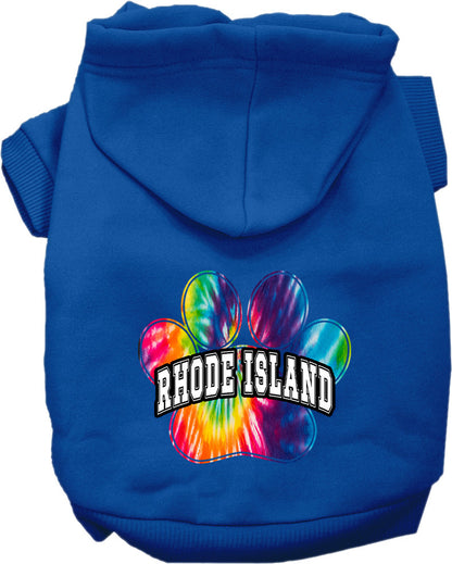 Pet Dog & Cat Screen Printed Hoodie for Medium to Large Pets (Sizes 2XL-6XL), "Rhode Island Bright Tie Dye"