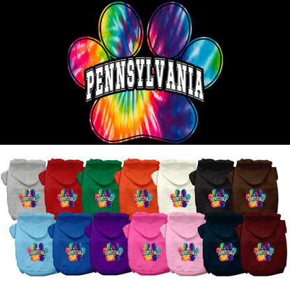 Pet Dog & Cat Screen Printed Hoodie for Medium to Large Pets (Sizes 2XL-6XL), &quot;Pennsylvania Bright Tie Dye&quot;