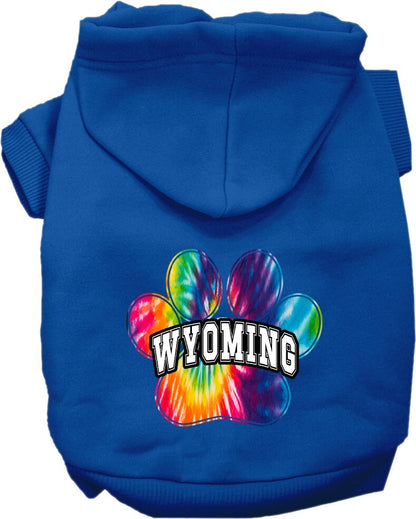 Pet Dog & Cat Screen Printed Hoodie for Small to Medium Pets (Sizes XS-XL), "Wyoming Bright Tie Dye"