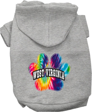 Pet Dog & Cat Screen Printed Hoodie for Medium to Large Pets (Sizes 2XL-6XL), "West Virginia Bright Tie Dye"