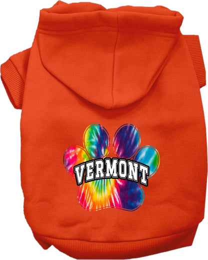 Pet Dog & Cat Screen Printed Hoodie for Medium to Large Pets (Sizes 2XL-6XL), "Vermont Bright Tie Dye"