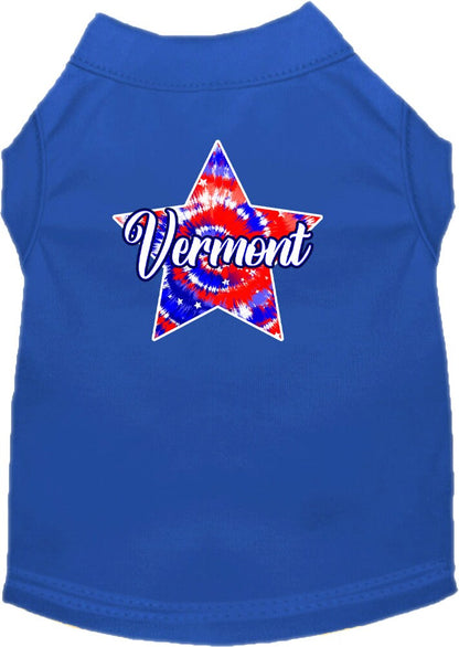 Pet Dog & Cat Screen Printed Shirt for Medium to Large Pets (Sizes 2XL-6XL), "Vermont Patriotic Tie Dye"