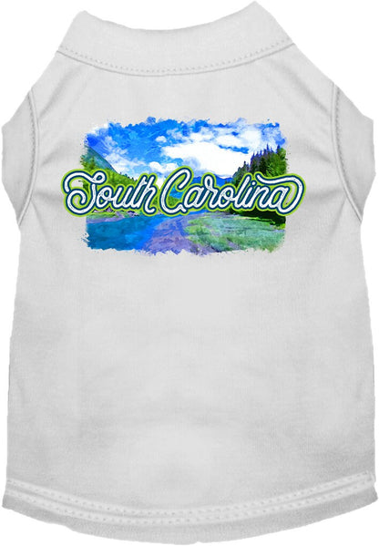 Pet Dog & Cat Screen Printed Shirt for Small to Medium Pets (Sizes XS-XL), "South Carolina Summer"