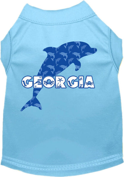 Pet Dog & Cat Screen Printed Shirt for Medium to Large Pets (Sizes 2XL-6XL), "Georgia Blue Dolphins"