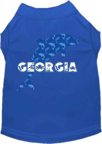 Pet Dog & Cat Screen Printed Shirt for Medium to Large Pets (Sizes 2XL-6XL), "Georgia Blue Dolphins"