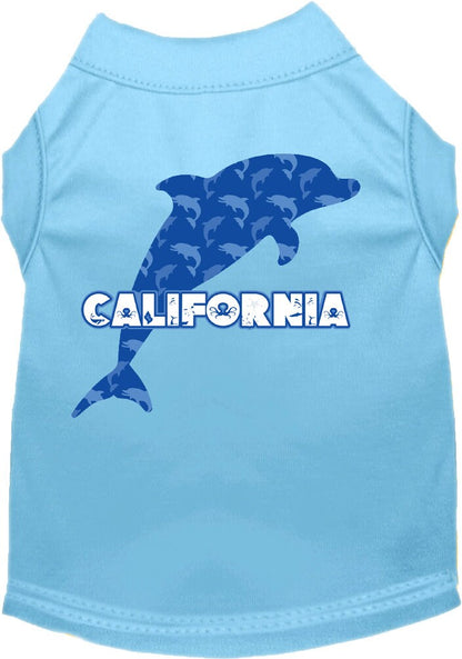 Pet Dog & Cat Screen Printed Shirt for Small to Medium Pets (Sizes XS-XL), "California Blue Dolphins"