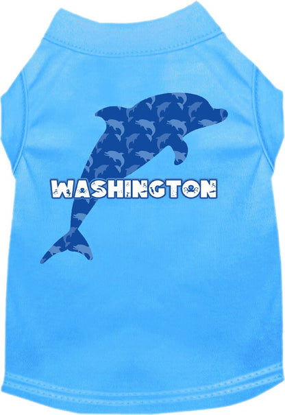 Pet Dog & Cat Screen Printed Shirt for Small to Medium Pets (Sizes XS-XL), "Washington Blue Dolphins"