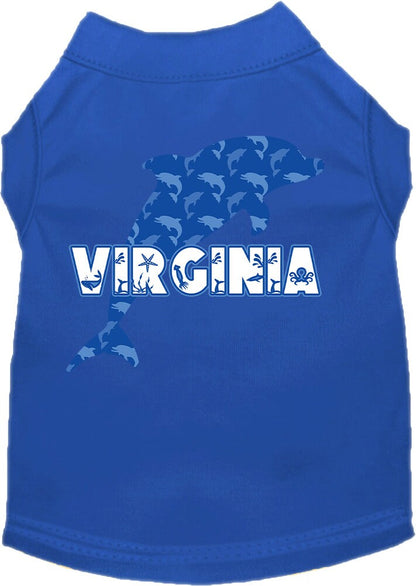 Pet Dog & Cat Screen Printed Shirt for Medium to Large Pets (Sizes 2XL-6XL), "Virginia Blue Dolphins"