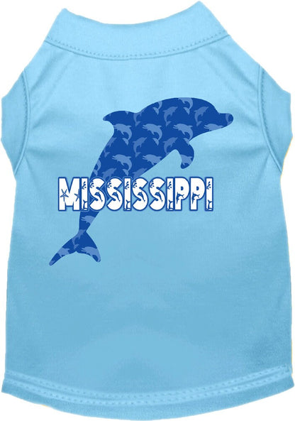 Pet Dog & Cat Screen Printed Shirt for Small to Medium Pets (Sizes XS-XL), "Mississippi Blue Dolphins"