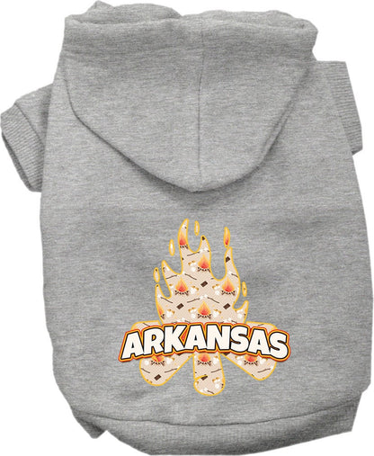 Pet Dog & Cat Screen Printed Hoodie for Medium to Large Pets (Sizes 2XL-6XL), "Arkansas Around The Campfire"