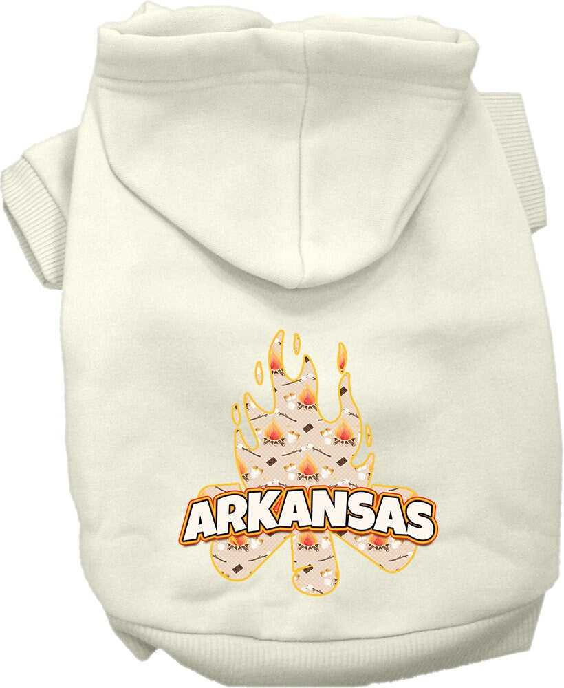 Pet Dog & Cat Screen Printed Hoodie for Small to Medium Pets (Sizes XS-XL), "Arkansas Around The Campfire"