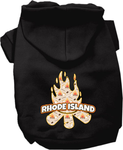 Pet Dog & Cat Screen Printed Hoodie for Medium to Large Pets (Sizes 2XL-6XL), "Rhode Island Around The Campfire"