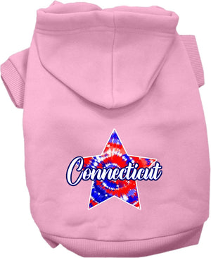 Pet Dog & Cat Screen Printed Hoodie for Small to Medium Pets (Sizes XS-XL), "Connecticut Patriotic Tie Dye"