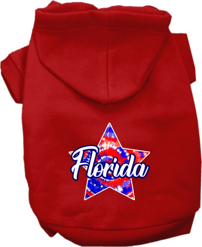 Pet Dog & Cat Screen Printed Hoodie for Medium to Large Pets (Sizes 2XL-6XL), "Florida Patriotic Tie Dye"