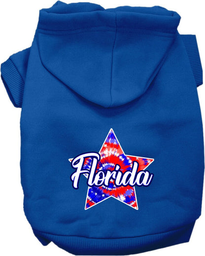 Pet Dog & Cat Screen Printed Hoodie for Small to Medium Pets (Sizes XS-XL), "Florida Patriotic Tie Dye"