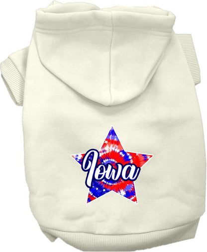 Pet Dog & Cat Screen Printed Hoodie for Medium to Large Pets (Sizes 2XL-6XL), "Iowa Patriotic Tie Dye"