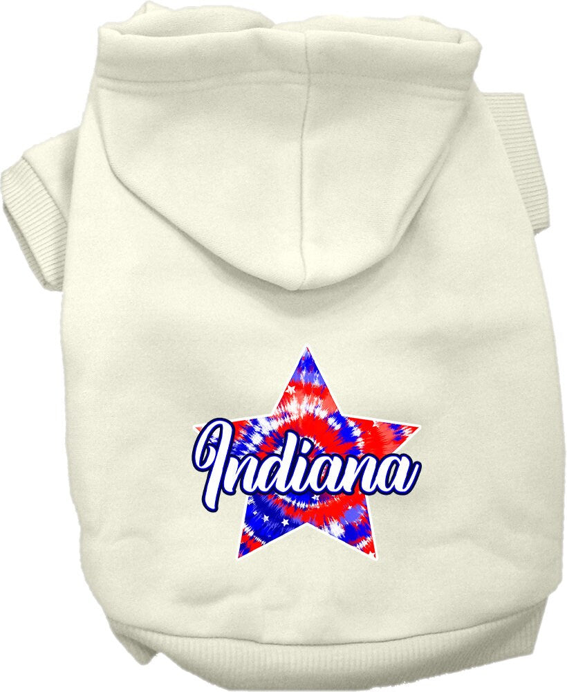 Pet Dog & Cat Screen Printed Hoodie for Medium to Large Pets (Sizes 2XL-6XL), "Indiana Patriotic Tie Dye"
