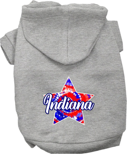 Pet Dog & Cat Screen Printed Hoodie for Medium to Large Pets (Sizes 2XL-6XL), "Indiana Patriotic Tie Dye"