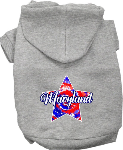 Pet Dog & Cat Screen Printed Hoodie for Medium to Large Pets (Sizes 2XL-6XL), "Maryland Patriotic Tie Dye"