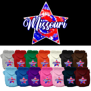 Pet Dog & Cat Screen Printed Hoodie for Small to Medium Pets (Sizes XS-XL), &quot;Missouri Patriotic Tie Dye&quot;