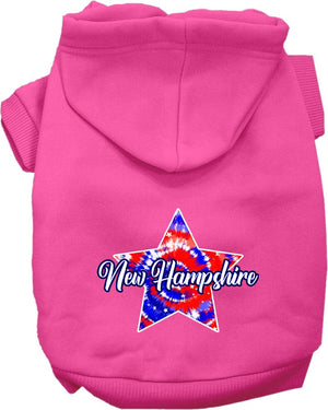 Pet Dog & Cat Screen Printed Hoodie for Medium to Large Pets (Sizes 2XL-6XL), "New Hampshire Patriotic Tie Dye"