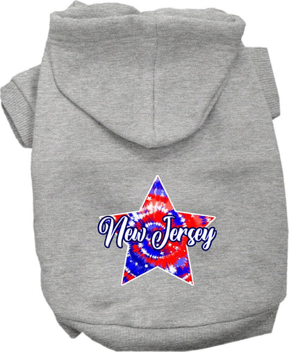 Pet Dog & Cat Screen Printed Hoodie for Small to Medium Pets (Sizes XS-XL), "New Jersey Patriotic Tie Dye"