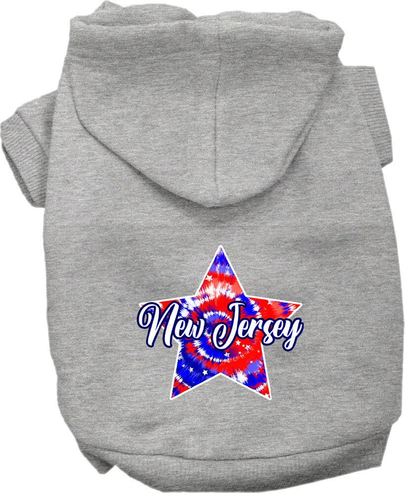 Pet Dog & Cat Screen Printed Hoodie for Medium to Large Pets (Sizes 2XL-6XL), "New Jersey Patriotic Tie Dye"