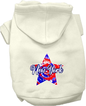 Pet Dog & Cat Screen Printed Hoodie for Small to Medium Pets (Sizes XS-XL), "New York Patriotic Tie Dye"