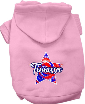 Pet Dog & Cat Screen Printed Hoodie for Small to Medium Pets (Sizes XS-XL), "Tennessee Patriotic Tie Dye"