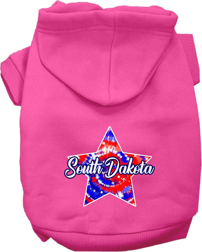 Pet Dog & Cat Screen Printed Hoodie for Small to Medium Pets (Sizes XS-XL), "South Dakota Patriotic Tie Dye"