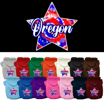 Pet Dog & Cat Screen Printed Hoodie for Medium to Large Pets (Sizes 2XL-6XL), &quot;Oregon Patriotic Tie Dye&quot;