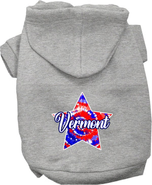 Pet Dog & Cat Screen Printed Hoodie for Medium to Large Pets (Sizes 2XL-6XL), "Vermont Patriotic Tie Dye"
