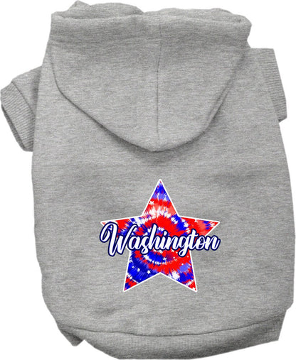 Pet Dog & Cat Screen Printed Hoodie for Small to Medium Pets (Sizes XS-XL), "Washington Patriotic Tie Dye"