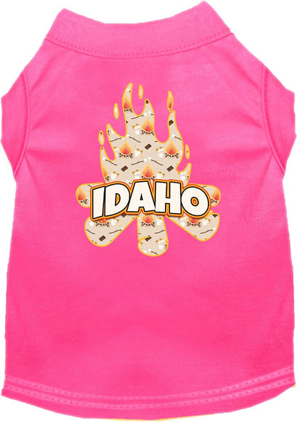 Pet Dog & Cat Screen Printed Shirt for Small to Medium Pets (Sizes XS-XL), "Idaho Around The Campfire"