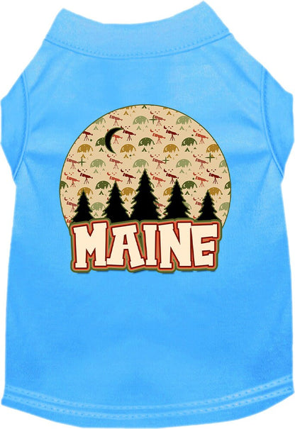 Pet Dog & Cat Screen Printed Shirt for Small to Medium Pets (Sizes XS-XL), "Maine Under The Stars"