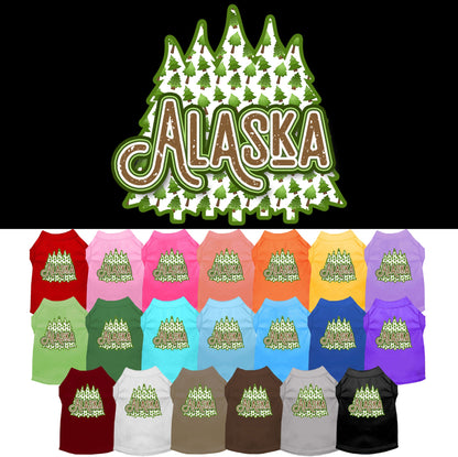 Pet Dog & Cat Screen Printed Shirt for Small to Medium Pets (Sizes XS-XL), &quot;Alaska Woodland Trees&quot;