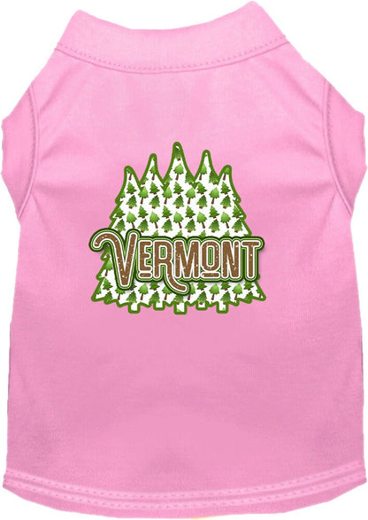 Pet Dog & Cat Screen Printed Shirt for Small to Medium Pets (Sizes XS-XL), "Vermont Woodland Trees"