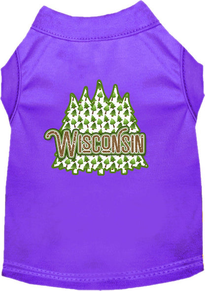 Pet Dog & Cat Screen Printed Shirt for Small to Medium Pets (Sizes XS-XL), "Wisconsin Woodland Trees"