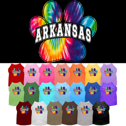 Pet Dog & Cat Screen Printed Shirt for Small to Medium Pets (Sizes XS-XL), &quot;Arkansas Bright Tie Dye&quot;