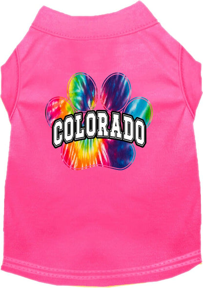 Pet Dog & Cat Screen Printed Shirt for Small to Medium Pets (Sizes XS-XL), "Colorado Bright Tie Dye"