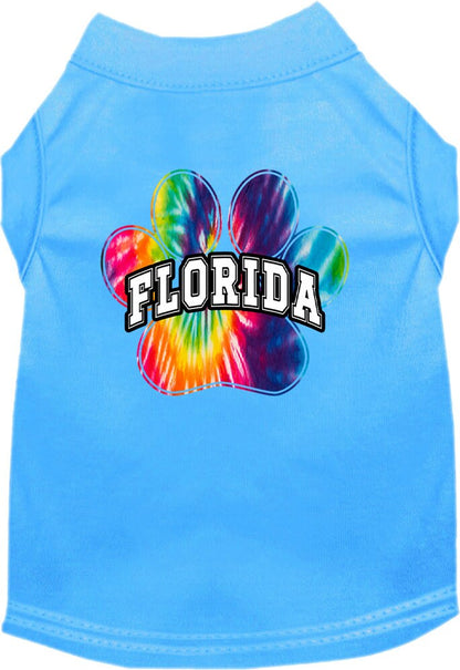 Pet Dog & Cat Screen Printed Shirt for Small to Medium Pets (Sizes XS-XL), "Florida Bright Tie Dye"