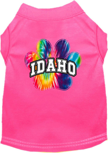 Pet Dog & Cat Screen Printed Shirt for Small to Medium Pets (Sizes XS-XL), "Idaho Bright Tie Dye"