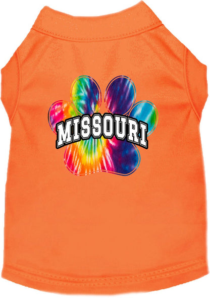 Pet Dog & Cat Screen Printed Shirt for Medium to Large Pets (Sizes 2XL-6XL), "Missouri Bright Tie Dye"