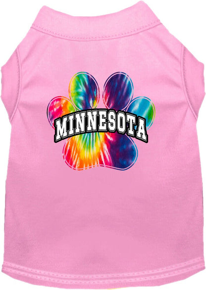 Pet Dog & Cat Screen Printed Shirt for Small to Medium Pets (Sizes XS-XL), "Minnesota Bright Tie Dye"