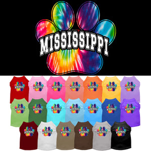 Pet Dog & Cat Screen Printed Shirt for Small to Medium Pets (Sizes XS-XL), &quot;Mississippi Bright Tie Dye&quot;