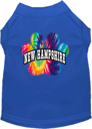Pet Dog & Cat Screen Printed Shirt for Small to Medium Pets (Sizes XS-XL), "New Hampshire Bright Tie Dye"