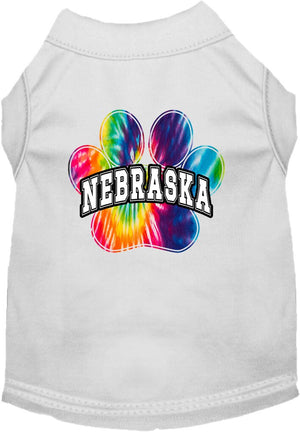 Pet Dog & Cat Screen Printed Shirt for Small to Medium Pets (Sizes XS-XL), "Nebraska Bright Tie Dye"
