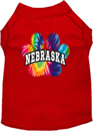 Pet Dog & Cat Screen Printed Shirt for Small to Medium Pets (Sizes XS-XL), "Nebraska Bright Tie Dye"